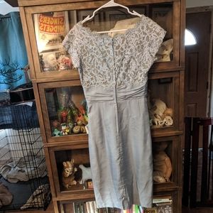 Vintage Light Blue Lace Overlay Dress by Bernetti